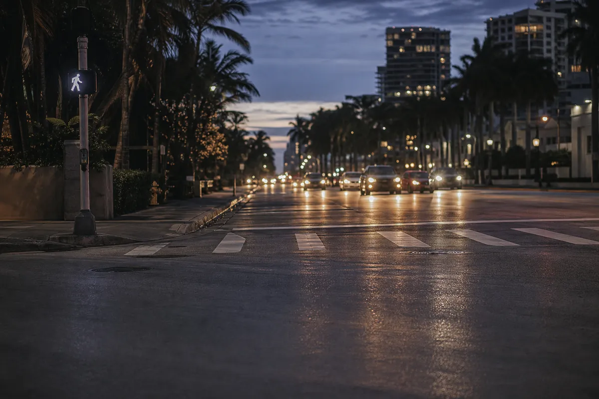 Crosswalk at dusk